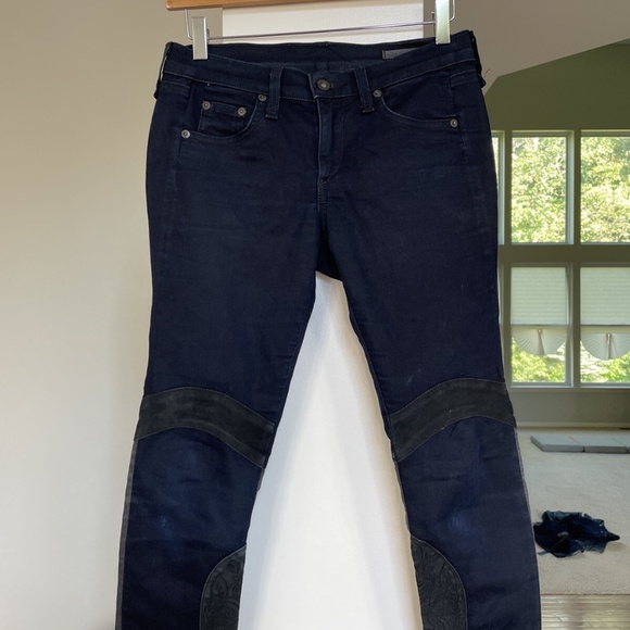 Womens RAG & BONE Dark Wash Midnight Slim Skinny Jeans Sz 26 Lamb Leather - Picture 6 of 9
